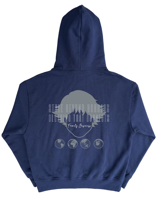 Vista trasera de Connection Hoodie Navy de Refog en color Navy.