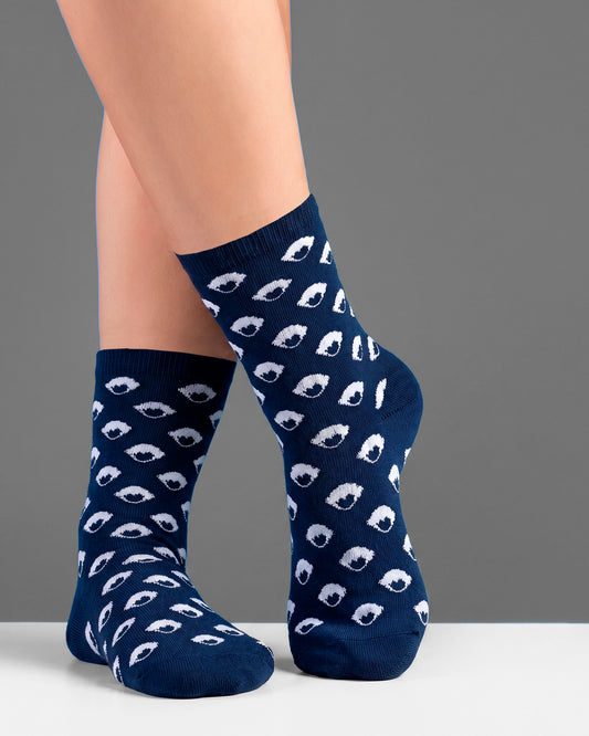 Calcetines Pattern Socks Navy de Refog en color azul marino con patrón blanco