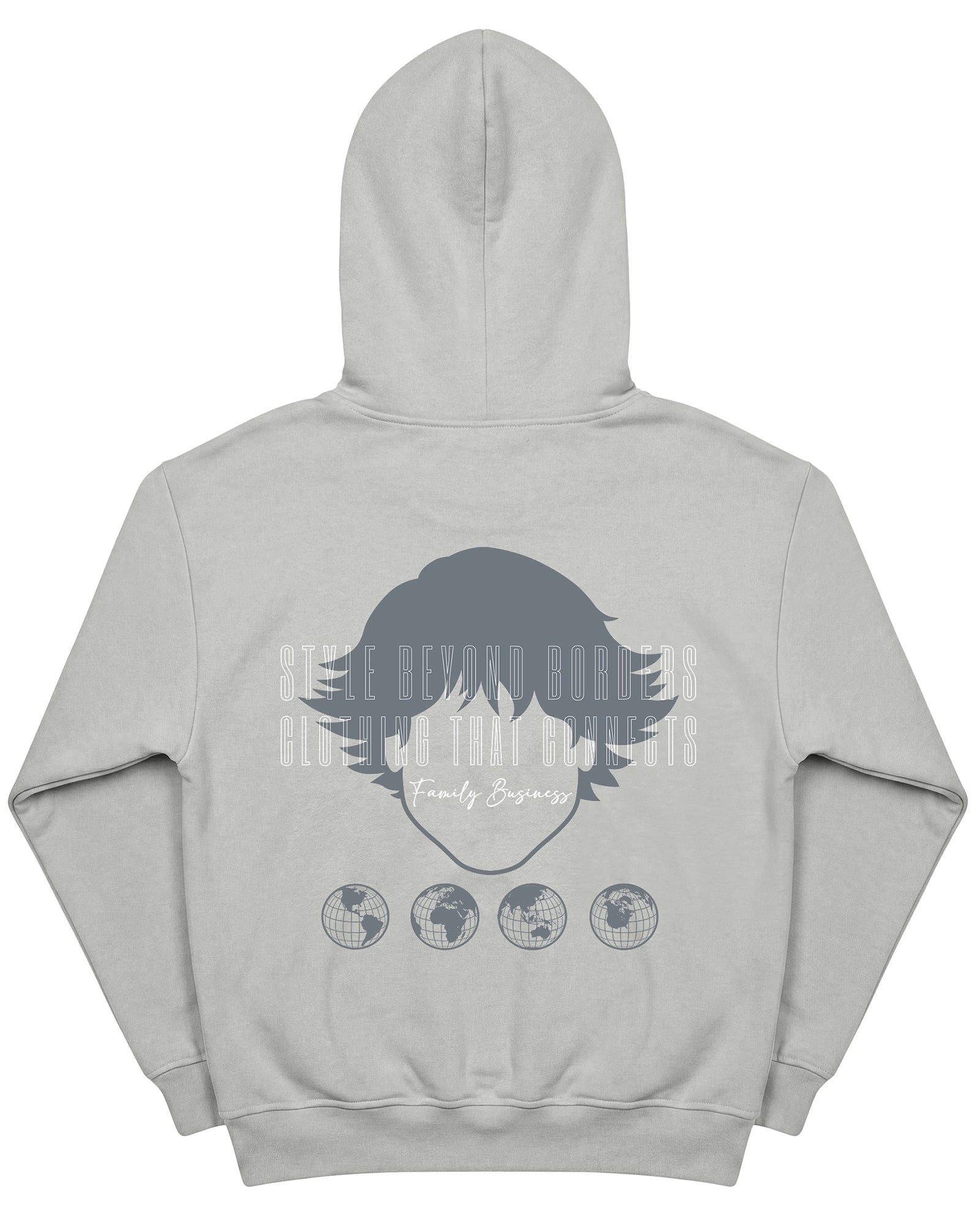 Vista trasera de Connection Hoodie Grey de Refog en color Grey.