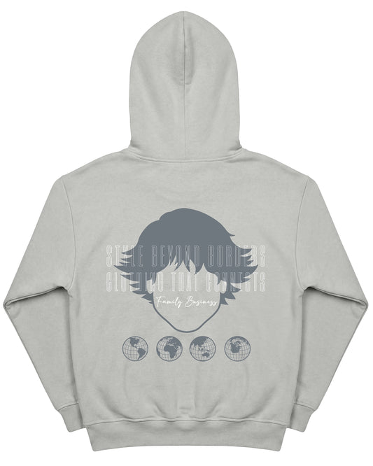 Vista trasera de Connection Hoodie Grey de Refog en color Grey.