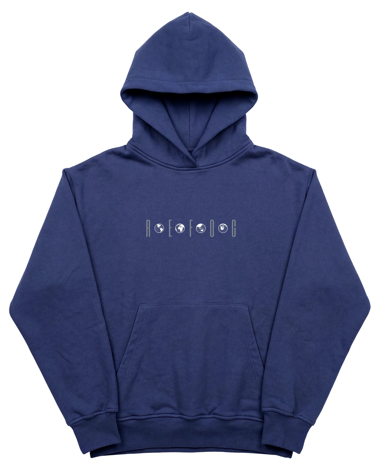 Connection Hoodie Navy de Refog en look completo frontal para mostrar fit, volumen y caída.
