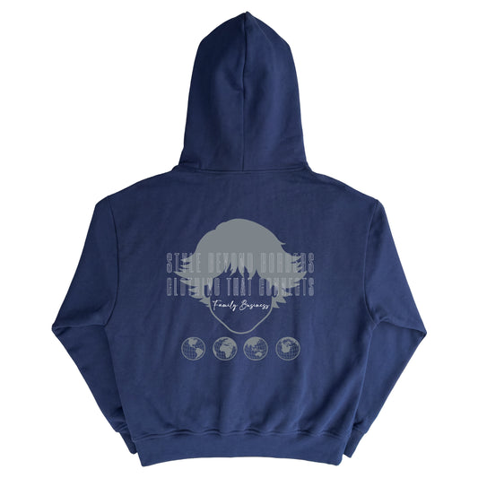 Vista trasera de Connection Hoodie Navy de Refog en color Navy.