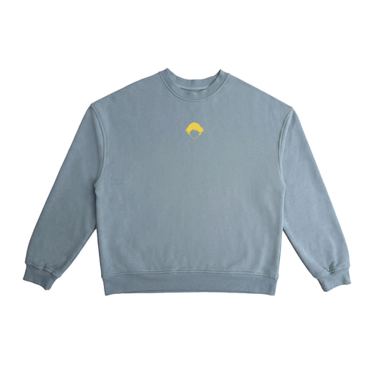 Core Crewneck Green de Refog en look completo frontal para mostrar fit, volumen y caída.