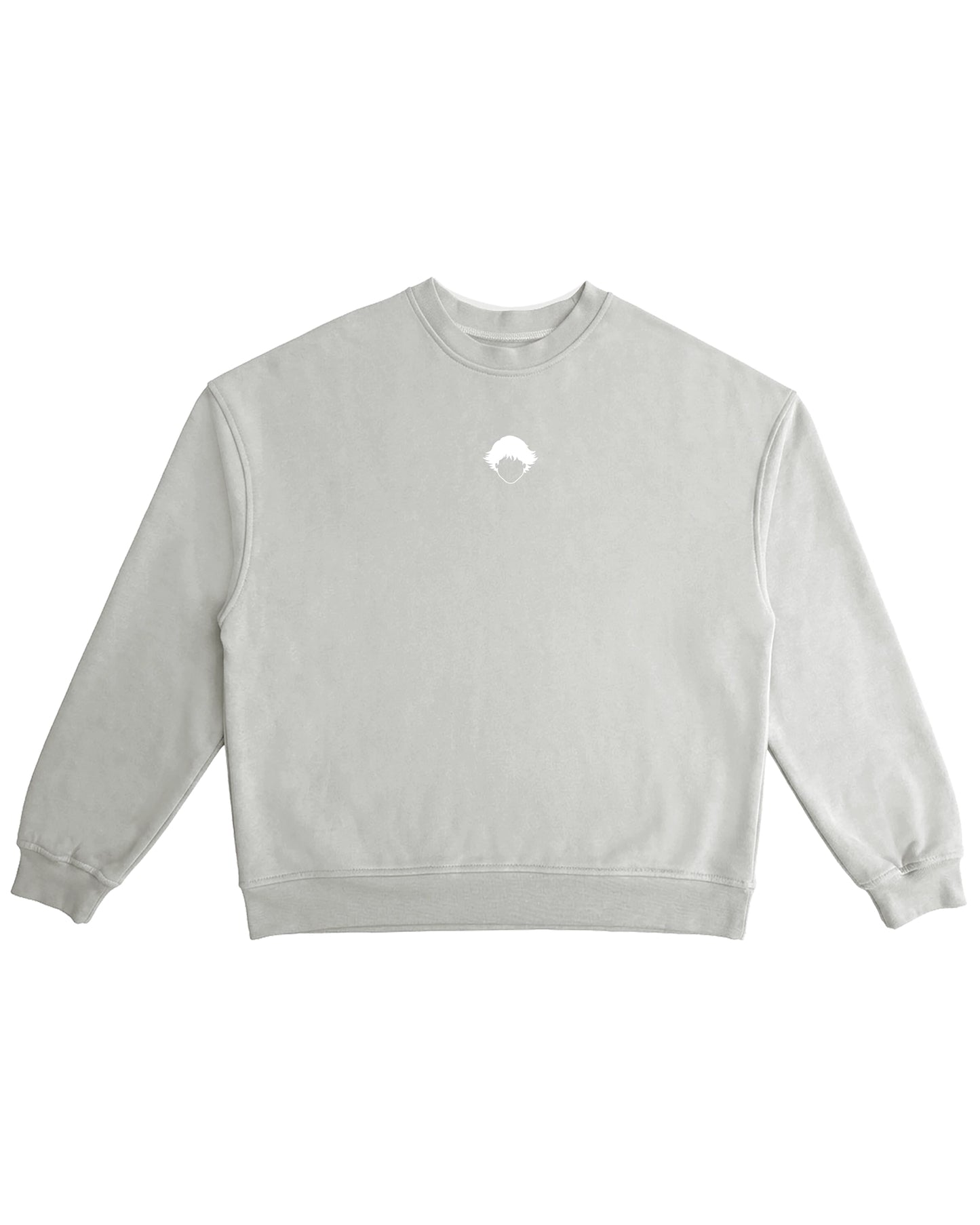 Core Crewneck Grey de Refog en look completo frontal para mostrar fit, volumen y caída.