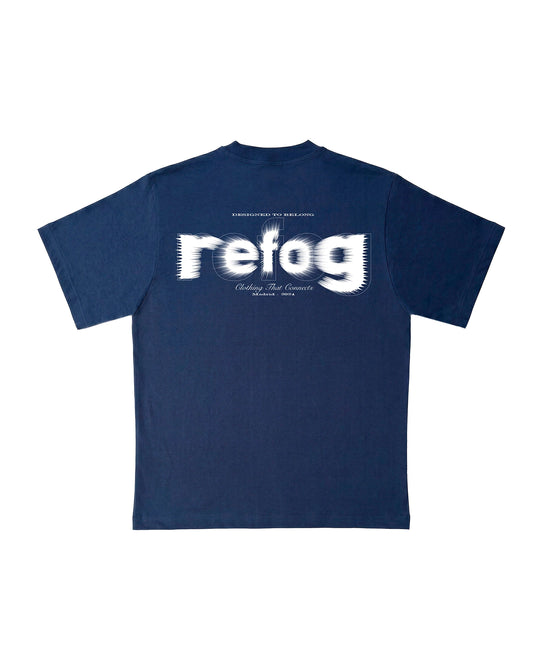 Vista trasera de Cropped Logo Tee Navy de Refog en color Navy.