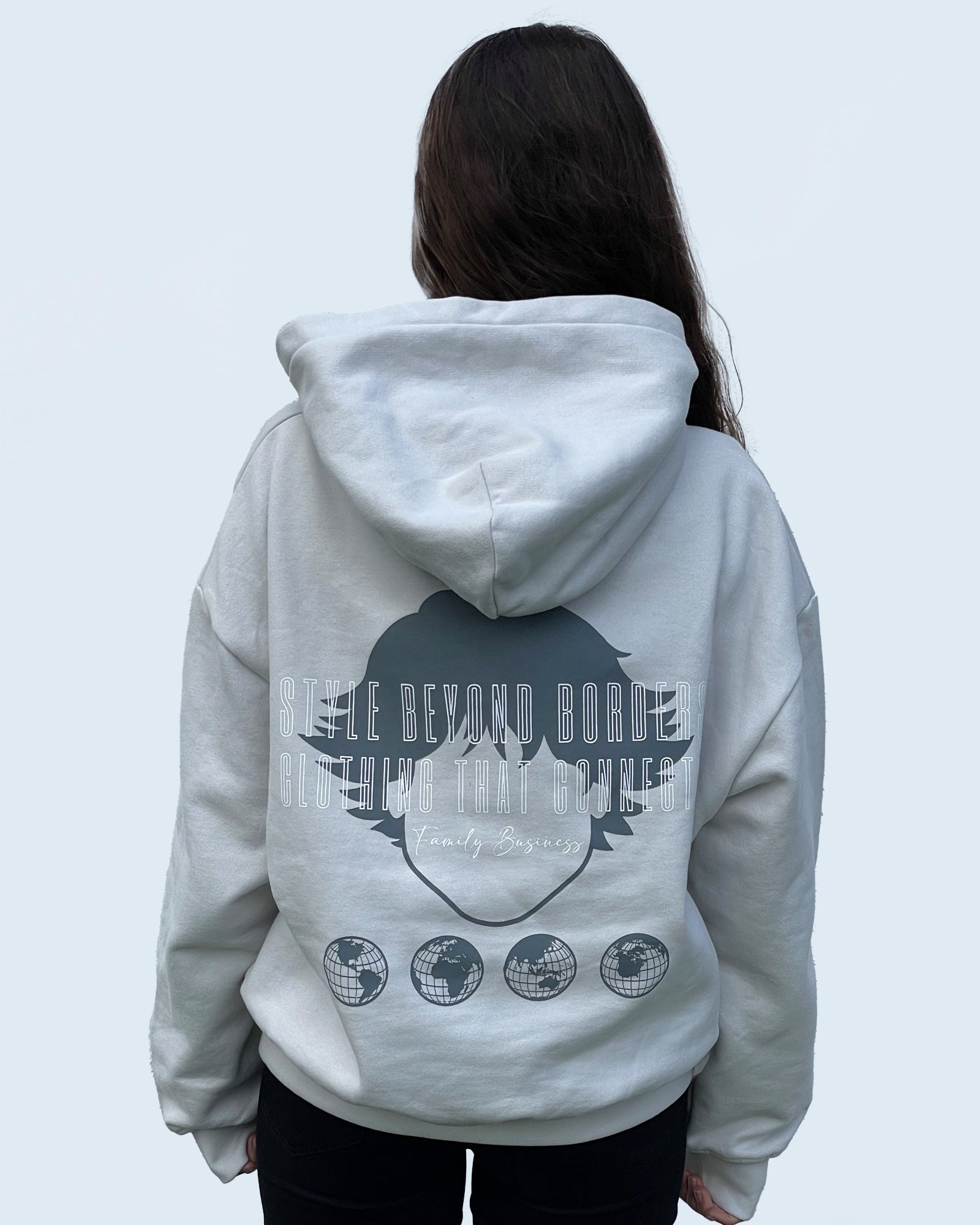 Vista trasera masculina de la sudadera Connection Hoodie Grey de Refog