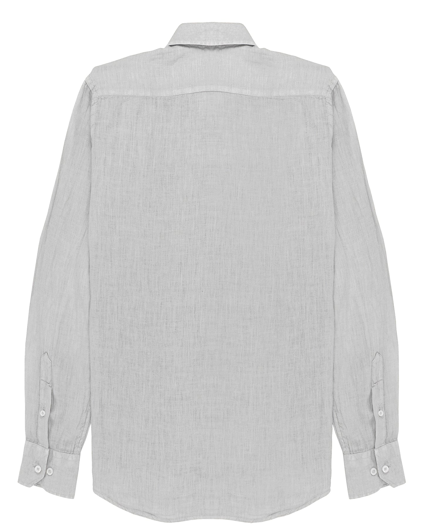 Linen Popover Shirt White de Refog vista trasera sobre fondo blanco para mostrar espalda, cuello y caída