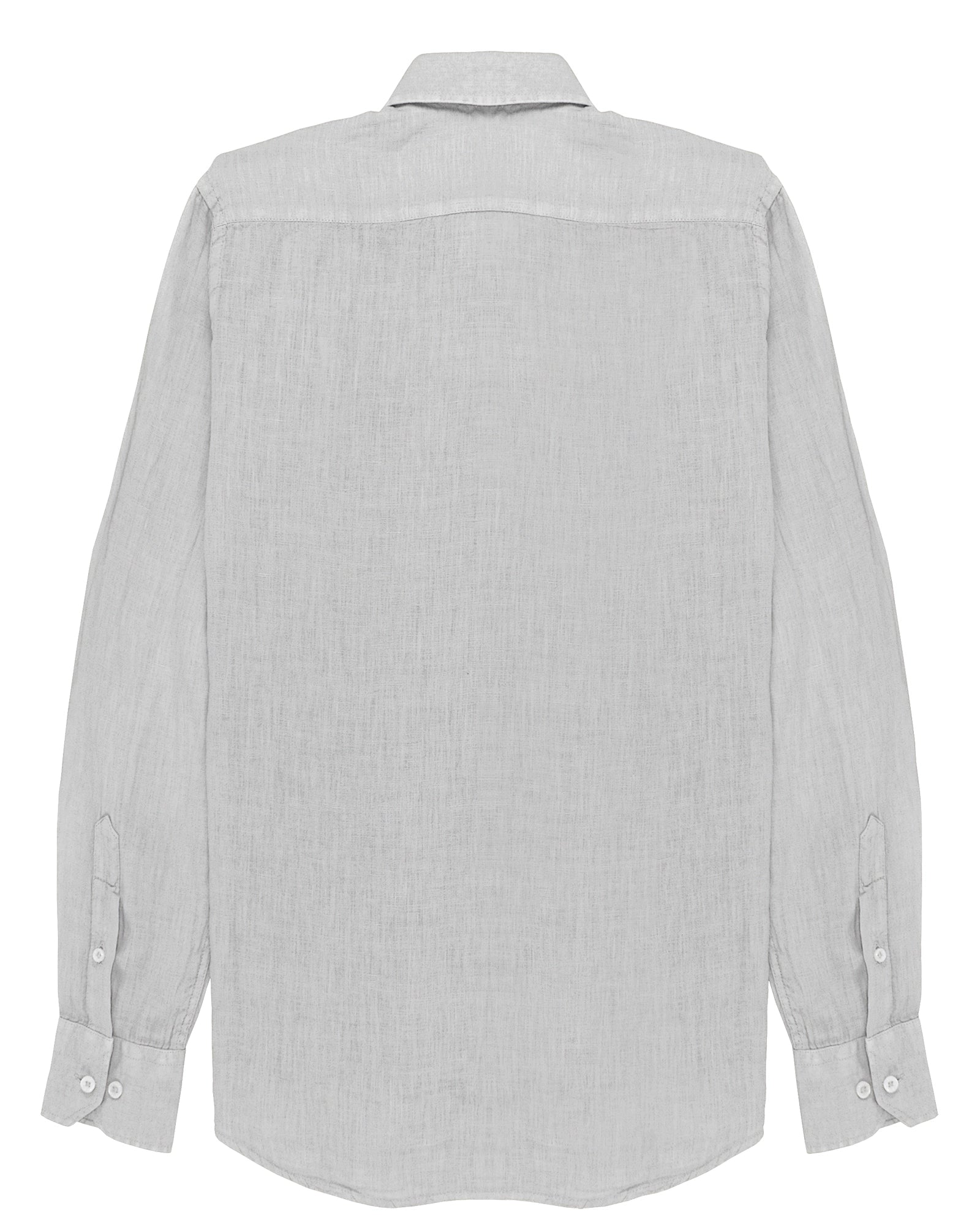 Linen Popover Shirt White de Refog vista trasera sobre fondo blanco para mostrar espalda, cuello y caída