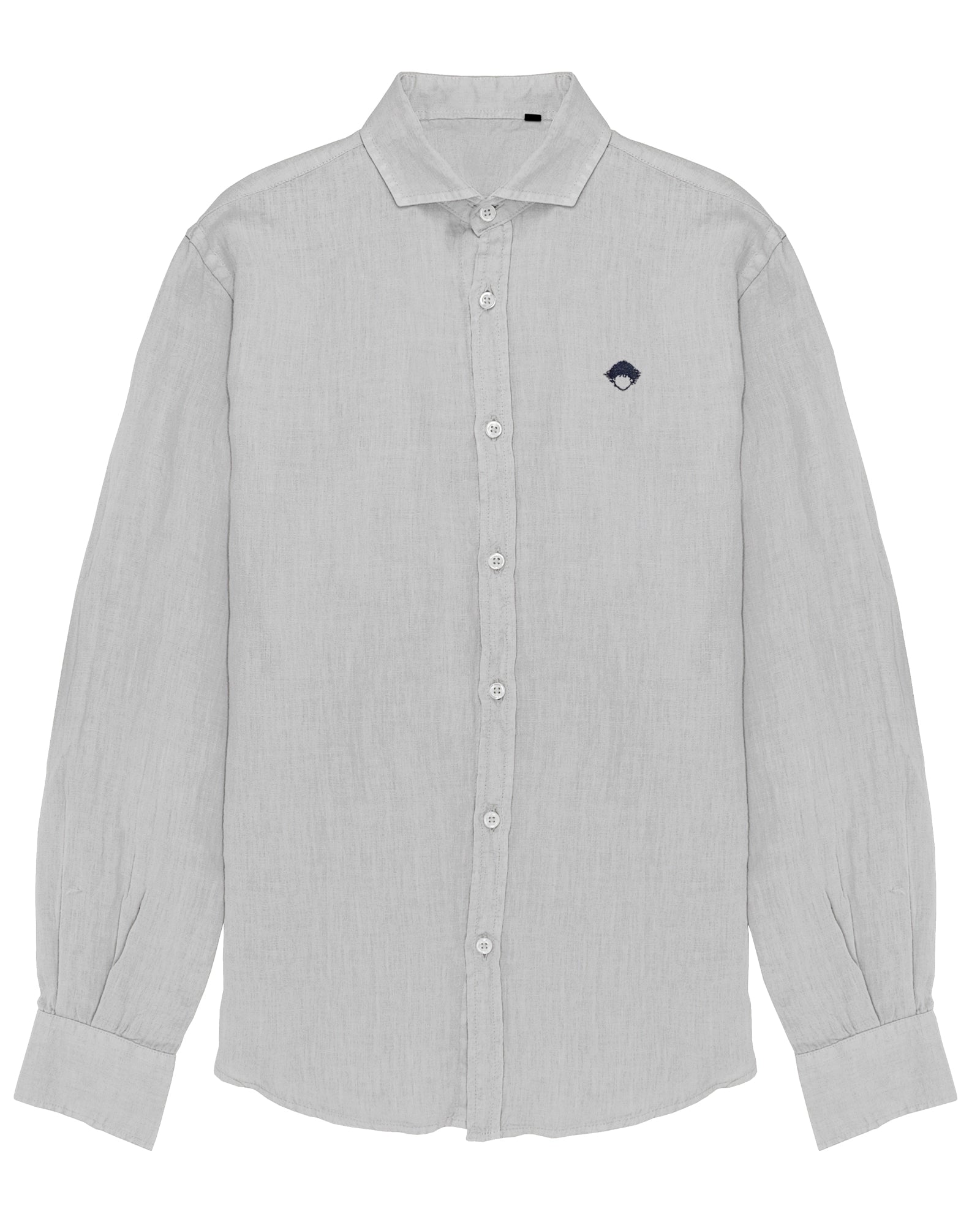 Linen Shirt White de Refog vista frontal sobre fondo blanco para mostrar color, tejido y botonadura