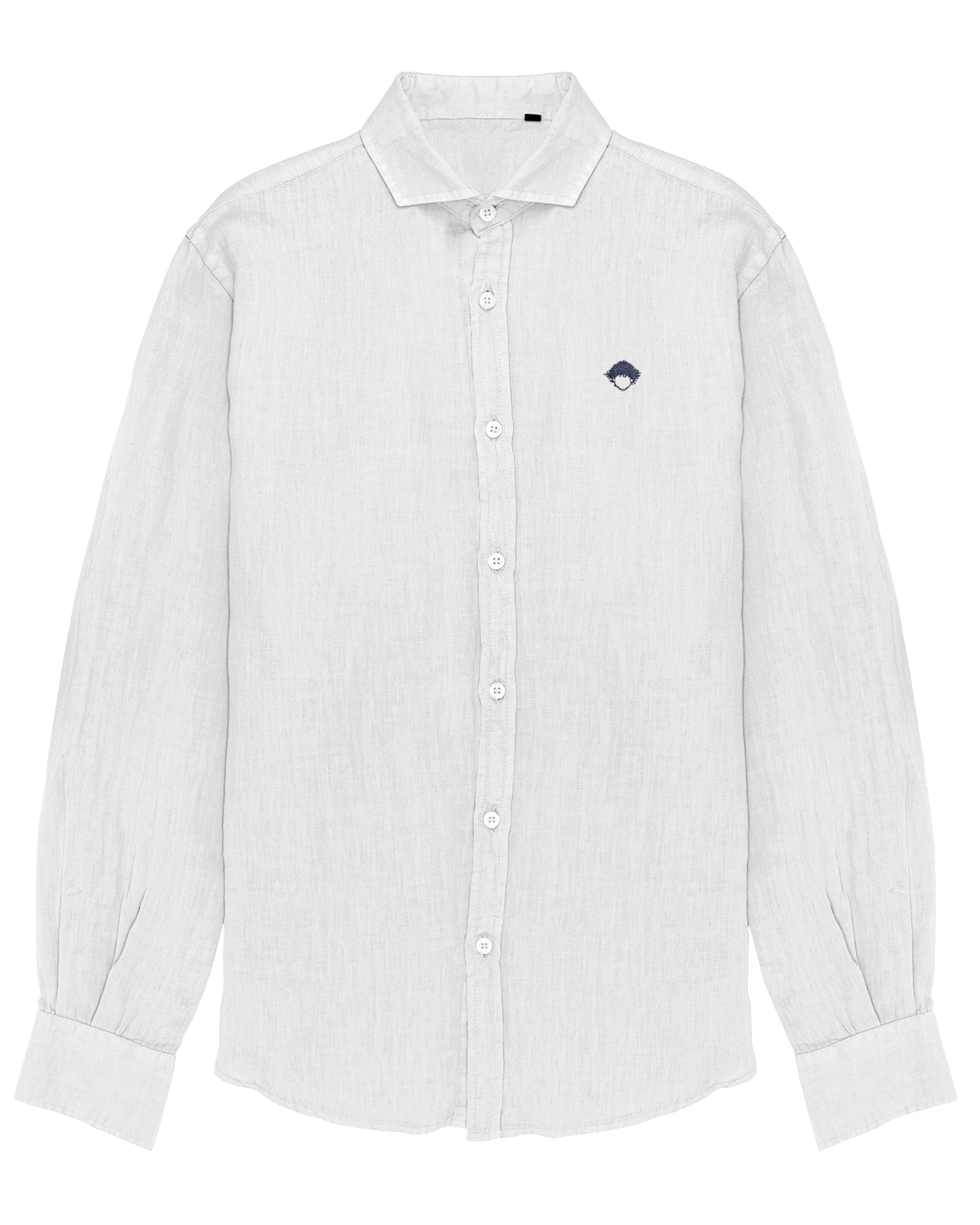 Linen Shirt White de Refog, vista frontal sobre fondo blanco.