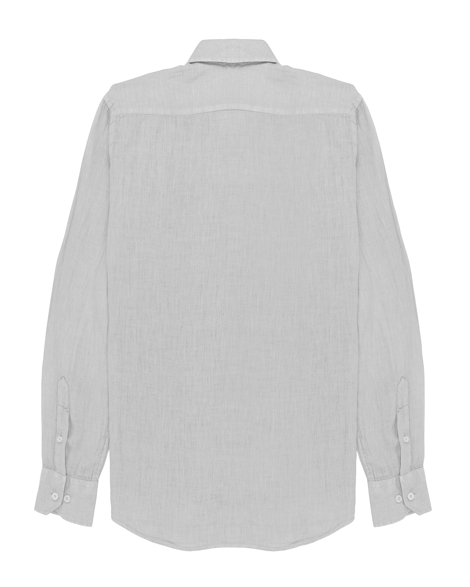 Linen Shirt White de Refog vista trasera sobre fondo blanco para mostrar espalda, cuello y caída