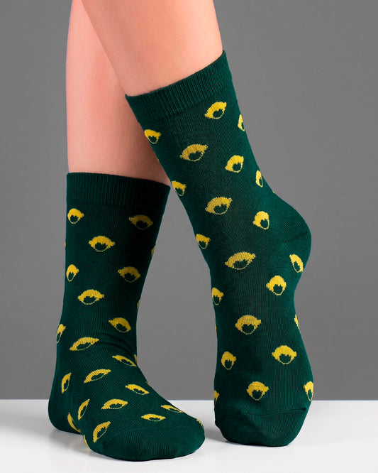 Calcetines Pattern Socks Green de Refog en color verde con patrón blanco