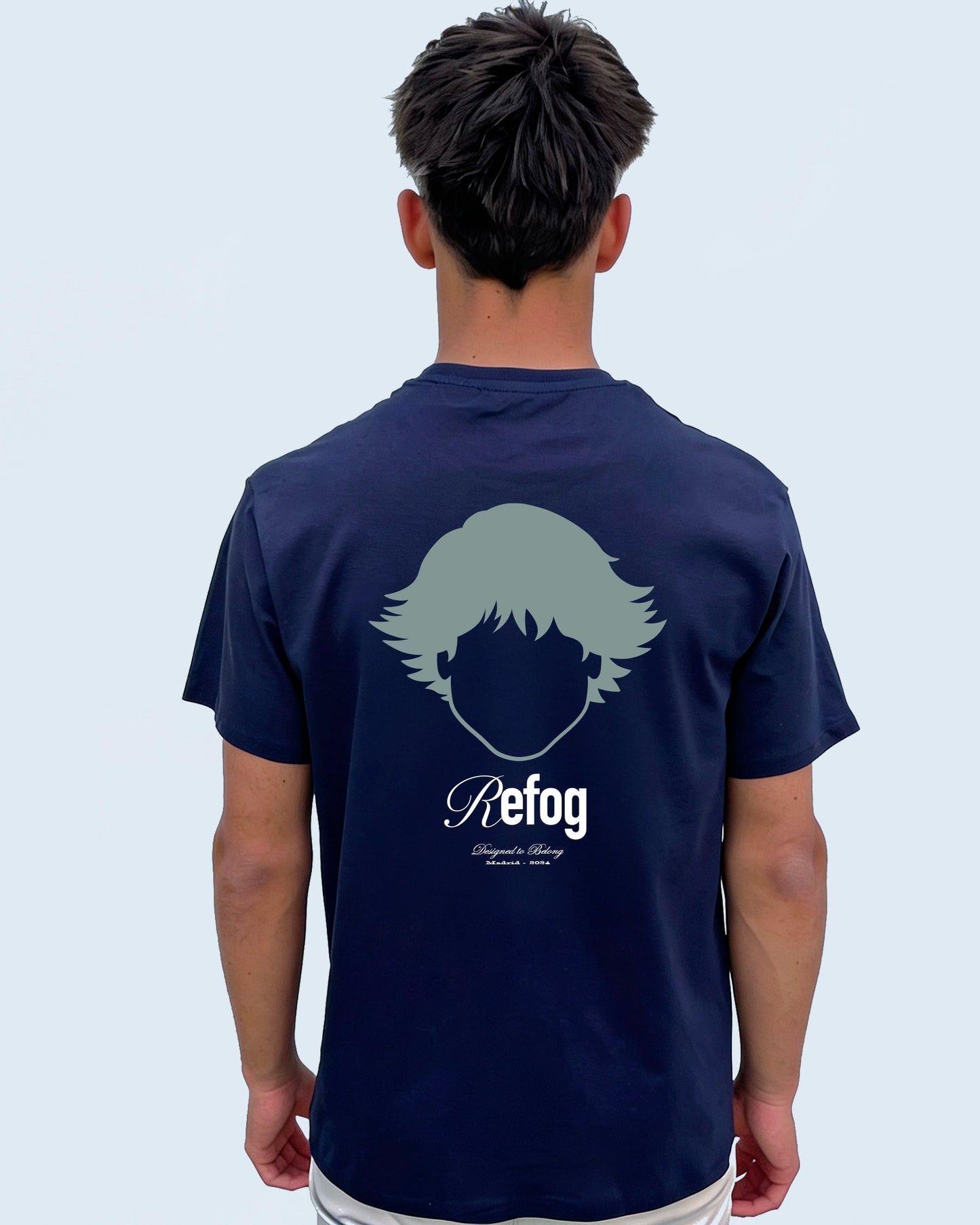 Vista trasera masculina de la camiseta Regular Logo Tee Navy de Refog