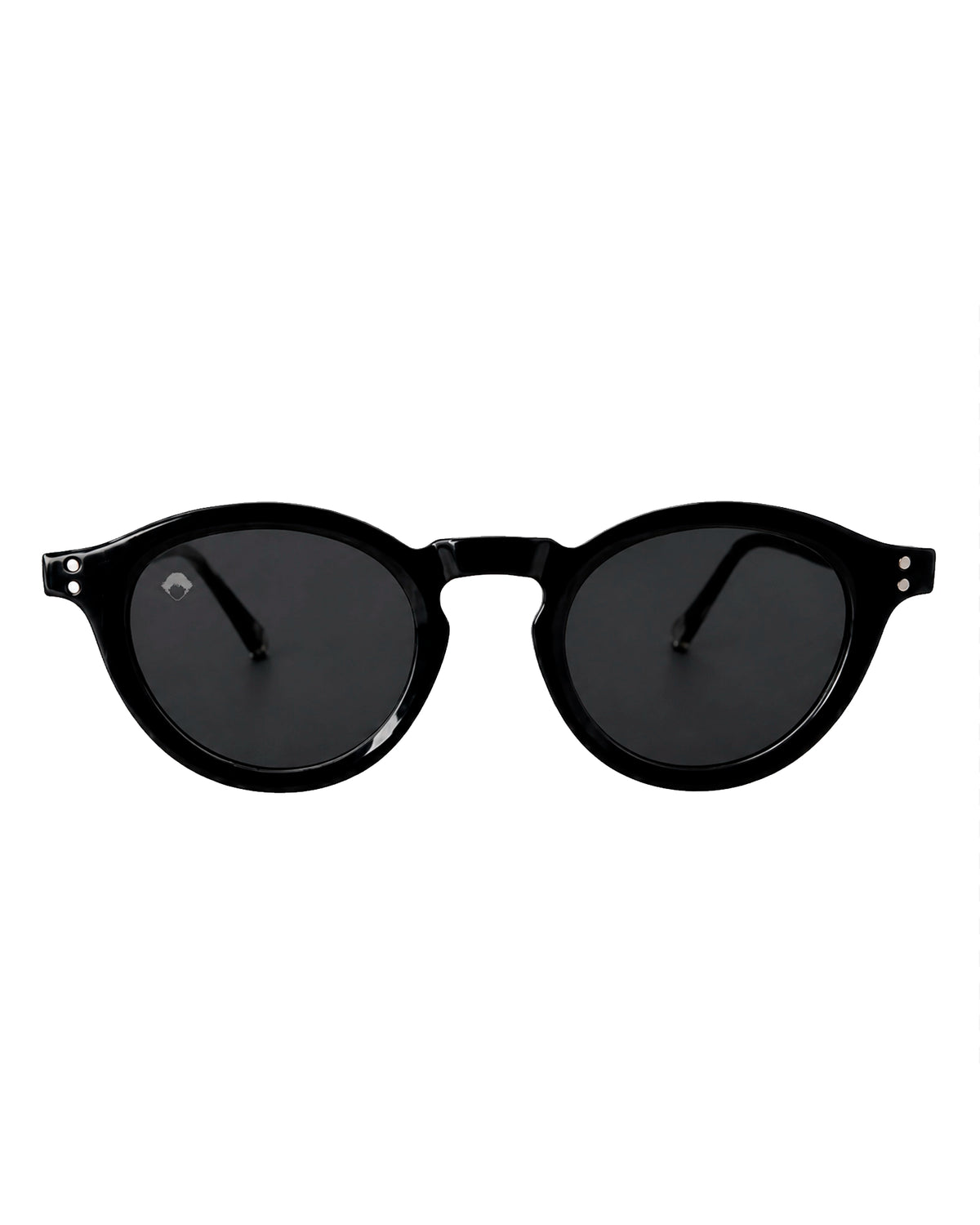 Gafas de sol Shadow de Refog con montura negra redonda y lentes negras.