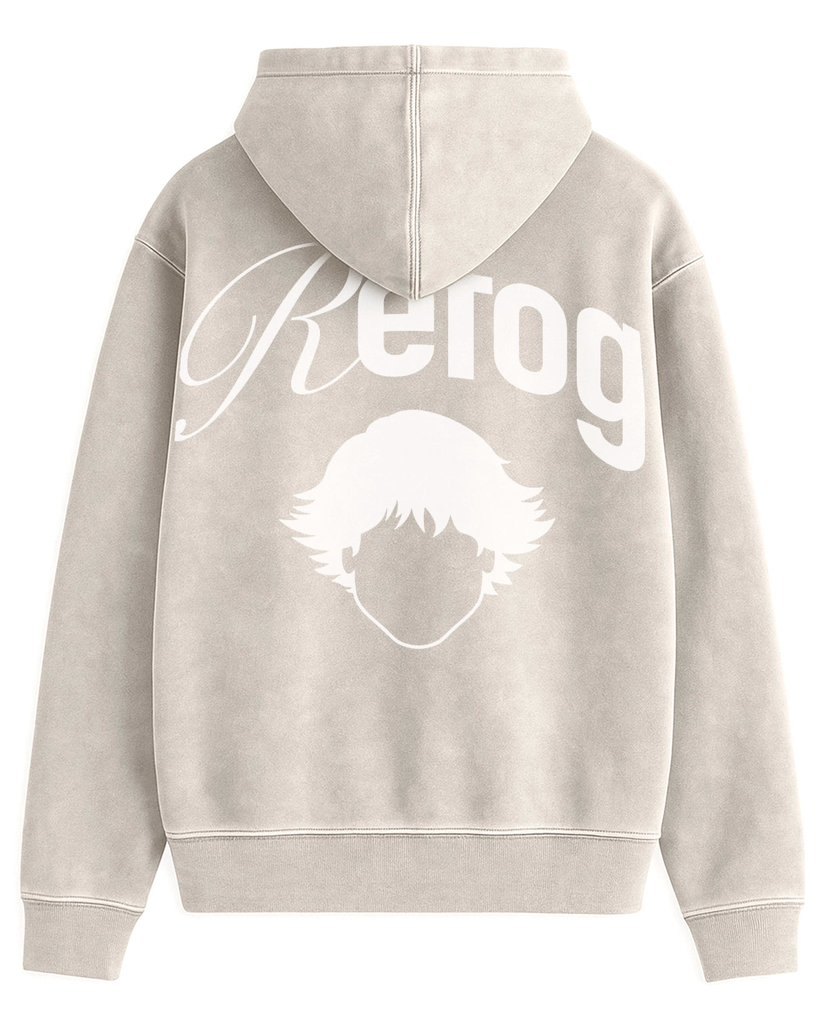 Signature Hoodie Beige Refog vista trasera con gráfico grande