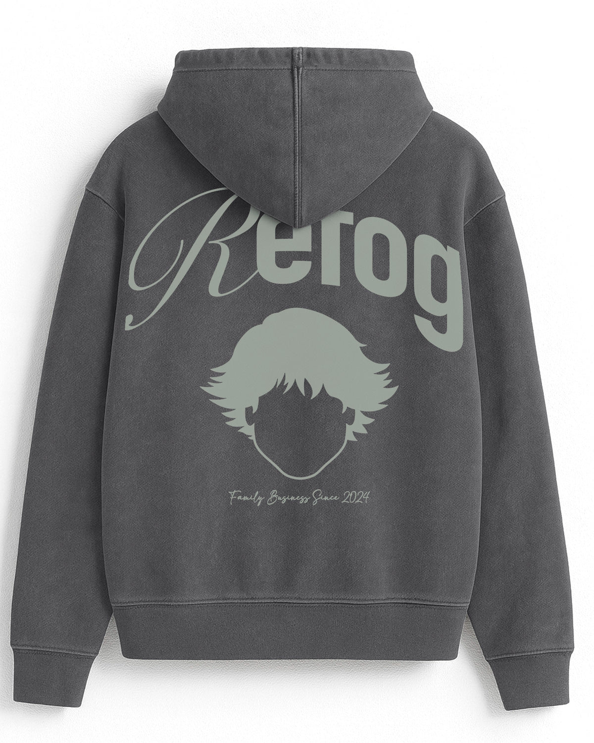 Signature Hoodie Grey Refog vista trasera con gráfico grande